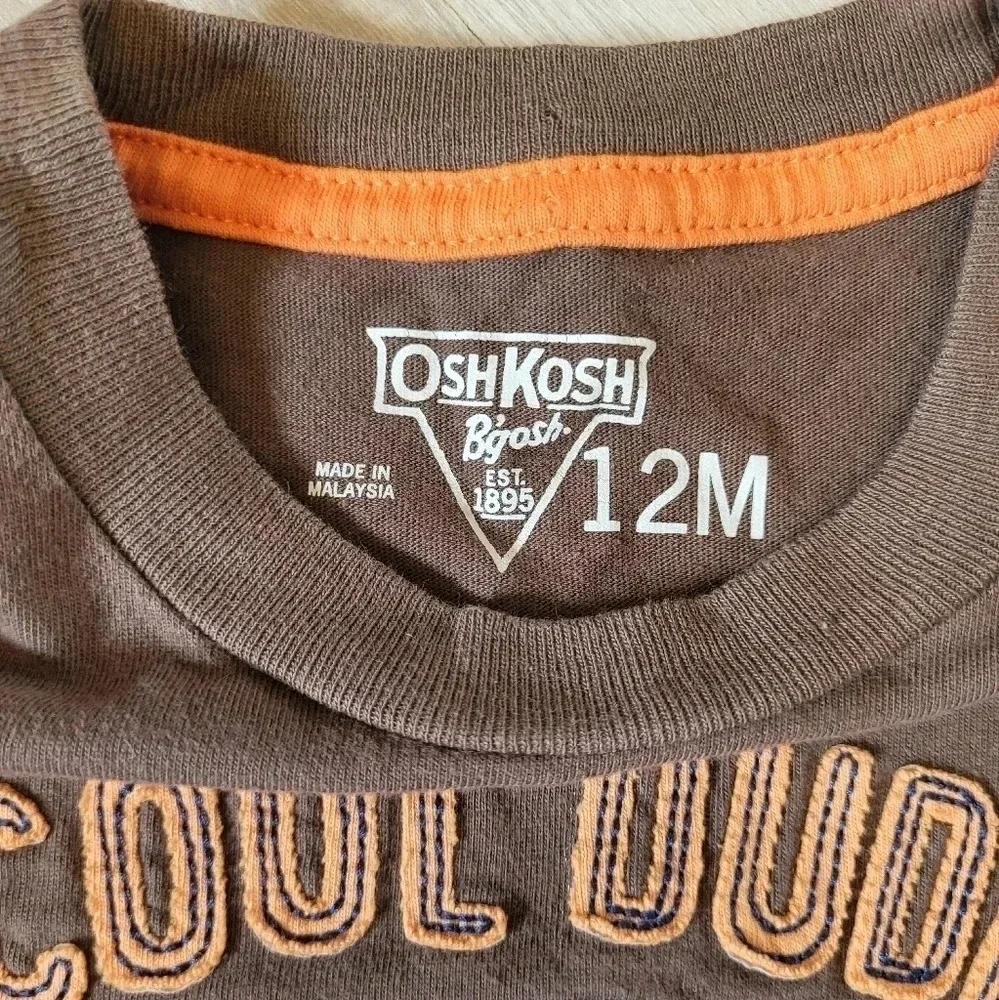 OshKosh‎ Boys Brown Cool Dude Crab Short Sleeve Tee Size 12M